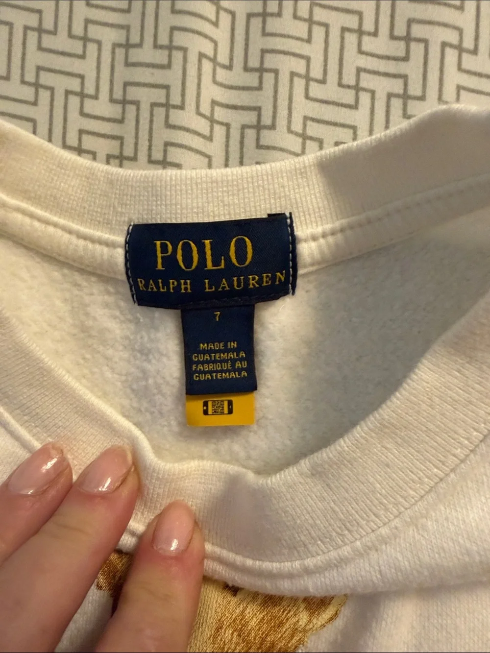 Ralph Lauren White Sweatshirt with Multicolor Polo Bear Graphic boys size 7